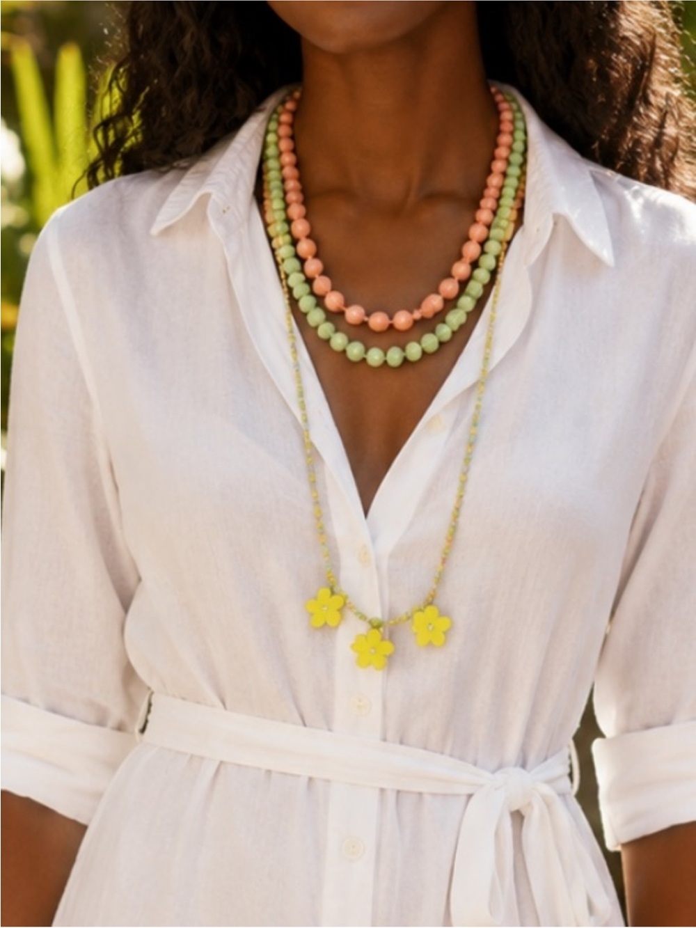 New! Winnie Colorful Beaded Dopamine Necklace Stack Set 3018
